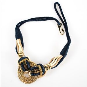 1980s Blue and Gold Metal Rope Belt